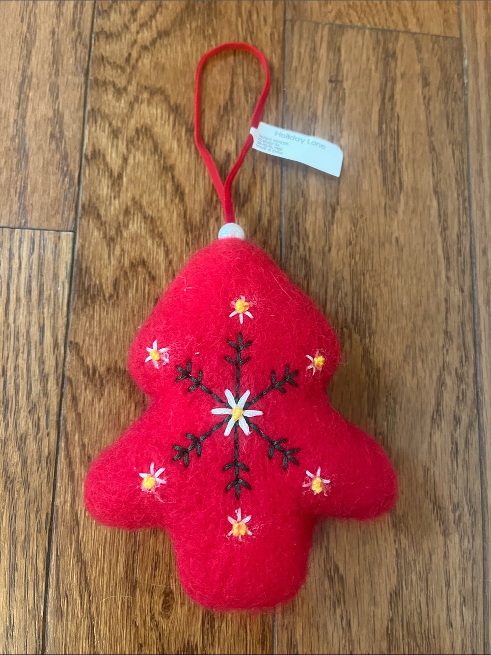 Macy's Holiday Lane Red Fabric Nordic Wonder Christmas Tree Ornament NWT NEW